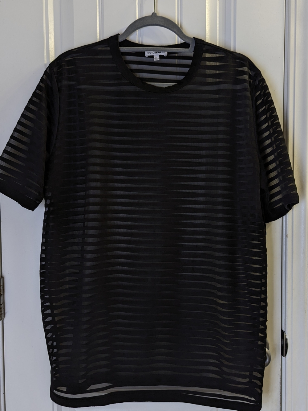 Black Sheer Striped Short-Sleeve Shirt - Fashion Nova Men - Picture 2 of 7